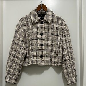 Zara Black and Cream Tweed Blazer